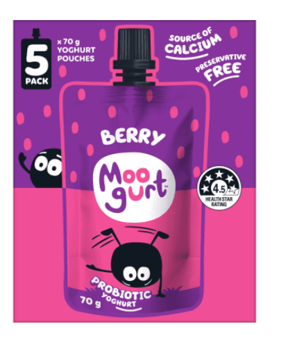 Moogurt Berry Probiotic Yoghurt Pouch 5 x 70g