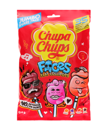 Chupa Chups Faces Flat Lollipops 210g