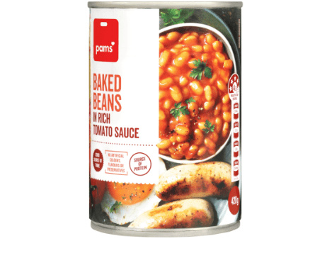 Pams Baked Beans In Rich Tomato Sauce 420g