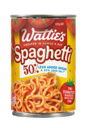 Wattie's Spaghetti 50% Less Added Sugar 420g