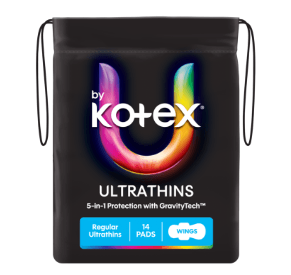 U By Kotex Ultrathins Regular Pads With Wings 14pk