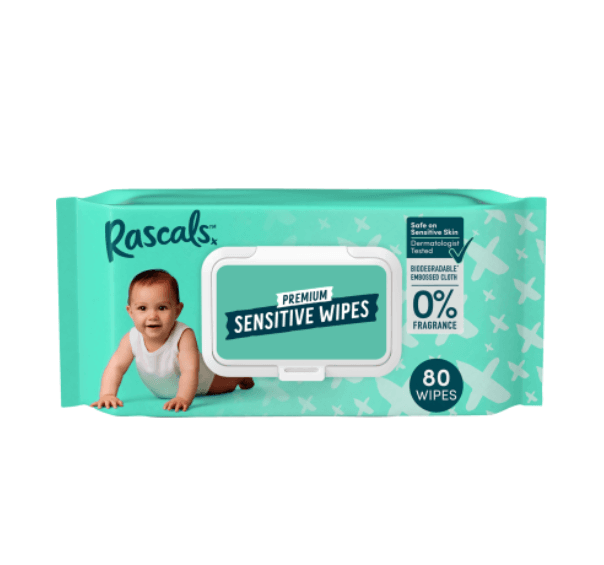Rascals Premium Sensitive Wipes 80pk