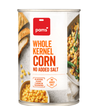 Pams Whole Kernel Corn No Added Salt 410g