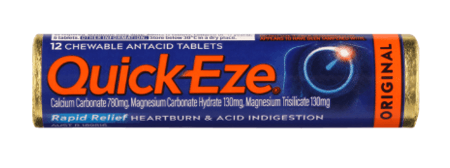 Quick-Eze Original Chewable Antacid Tablets Stick Pack 12 x 2.4g