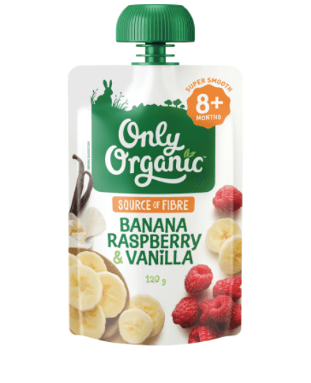 Only Organic Banana Raspberry & Vanilla 8+ Months 120g