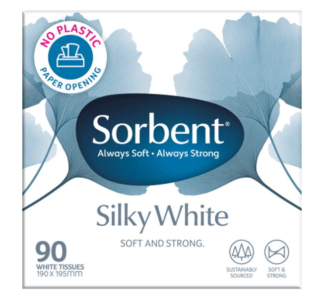 Sorbent Silky White Tissues 90pk