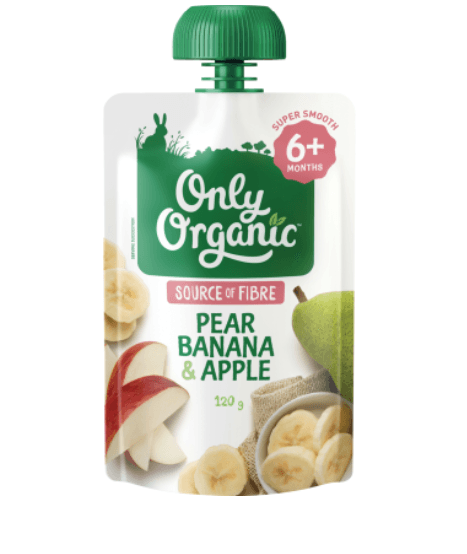 Only Organic Pear Banana & Apple 6+ Months 120g