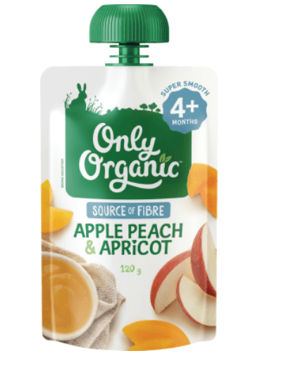 Only Organic Apple Peach & Apricot 4+ Months 120g