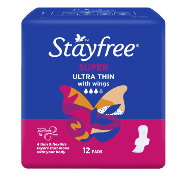 Stayfree Ultra Thin Super Pads With Wings 12pk