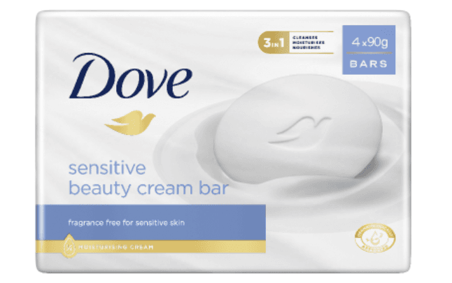 Dove Sensitive Beauty Cream Bar Soap 4 x 90g