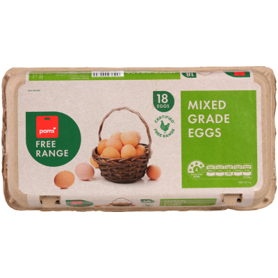Pams Free Range Mixed Grade Eggs 18pk
