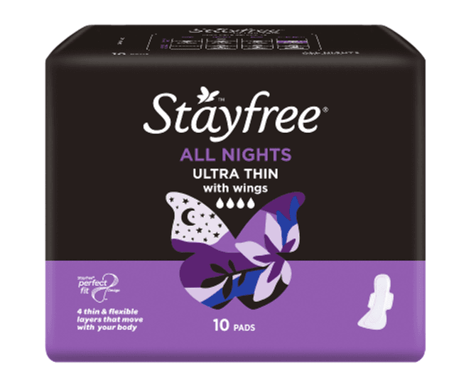 Stayfree Ultra Thin All Night Pads With Wings 10pk