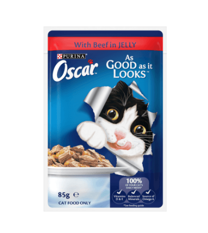 Purina Oscar Adult Beef Jelly Wet Cat Food Pouch 85g