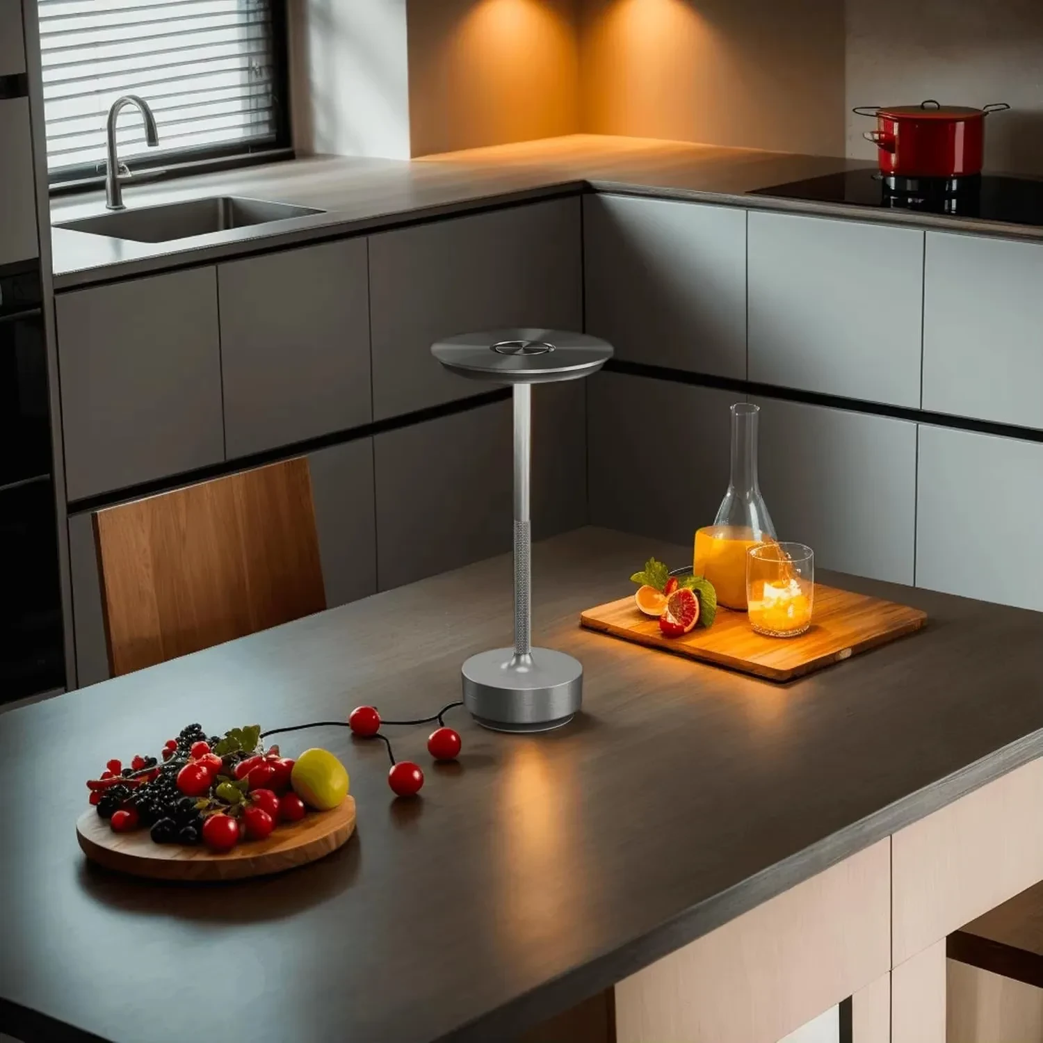 Metallic Cordless Rechargeable Waterproof Table Lamp