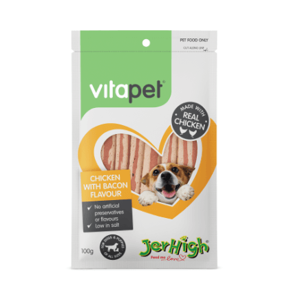 VitaPet Jerhigh Chicken With Bacon Flavour Dog Treats 100g