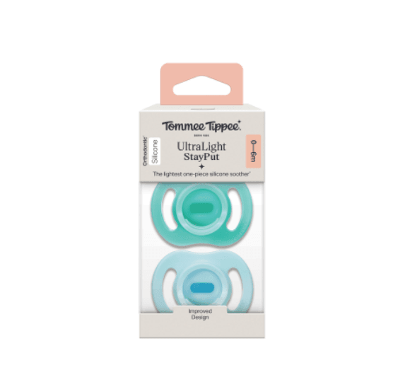 Tommee Tippee Ultra Light Stay Put Silicone Soother 0-6 Months 2pk