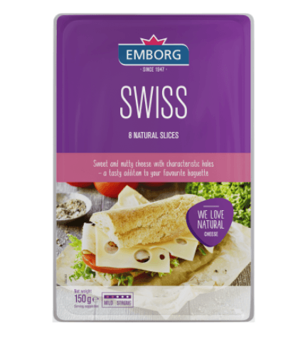 Emborg Swiss Cheese Slices 150g