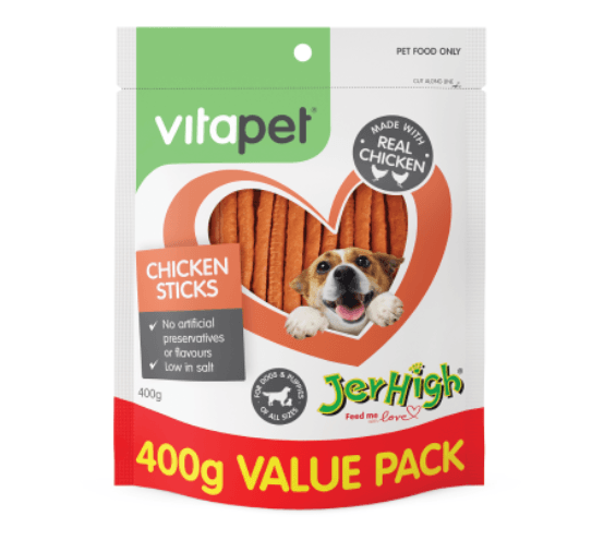 VitaPet Jerhigh Chicken Sticks Dog Treats 400g