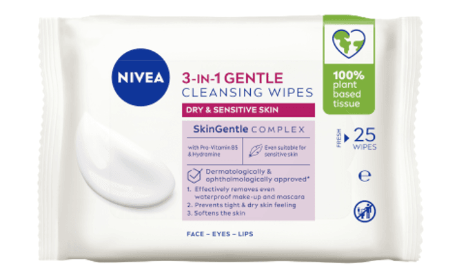 Nivea 3-In-Gentle Cleansing Wipes 25pk