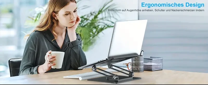 Adjustable Laptop Stand for Desk with 360° Rotating Base