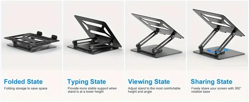 Adjustable Laptop Stand for Desk with 360° Rotating Base