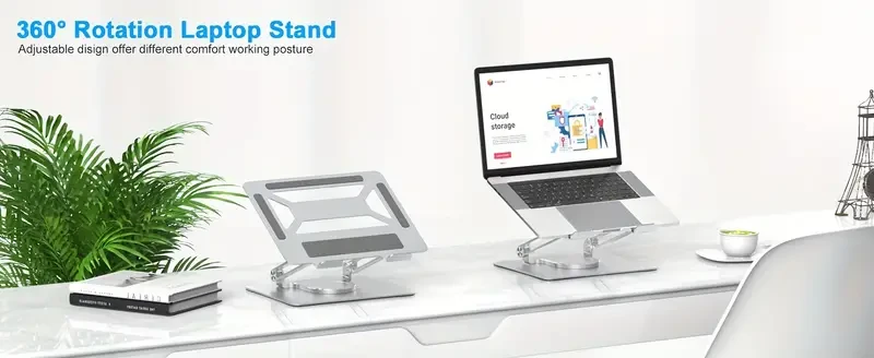 Adjustable Laptop Stand for Desk with 360° Rotating Base