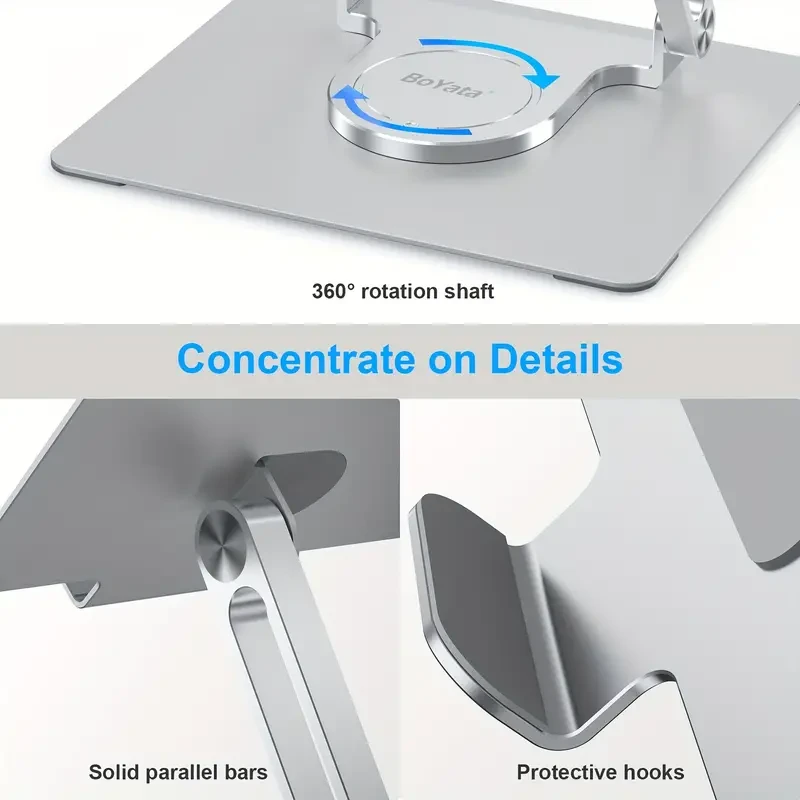 Adjustable Laptop Stand for Desk with 360° Rotating Base