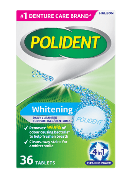 Polident Whitening Daily Cleanser For Dentures 36pk