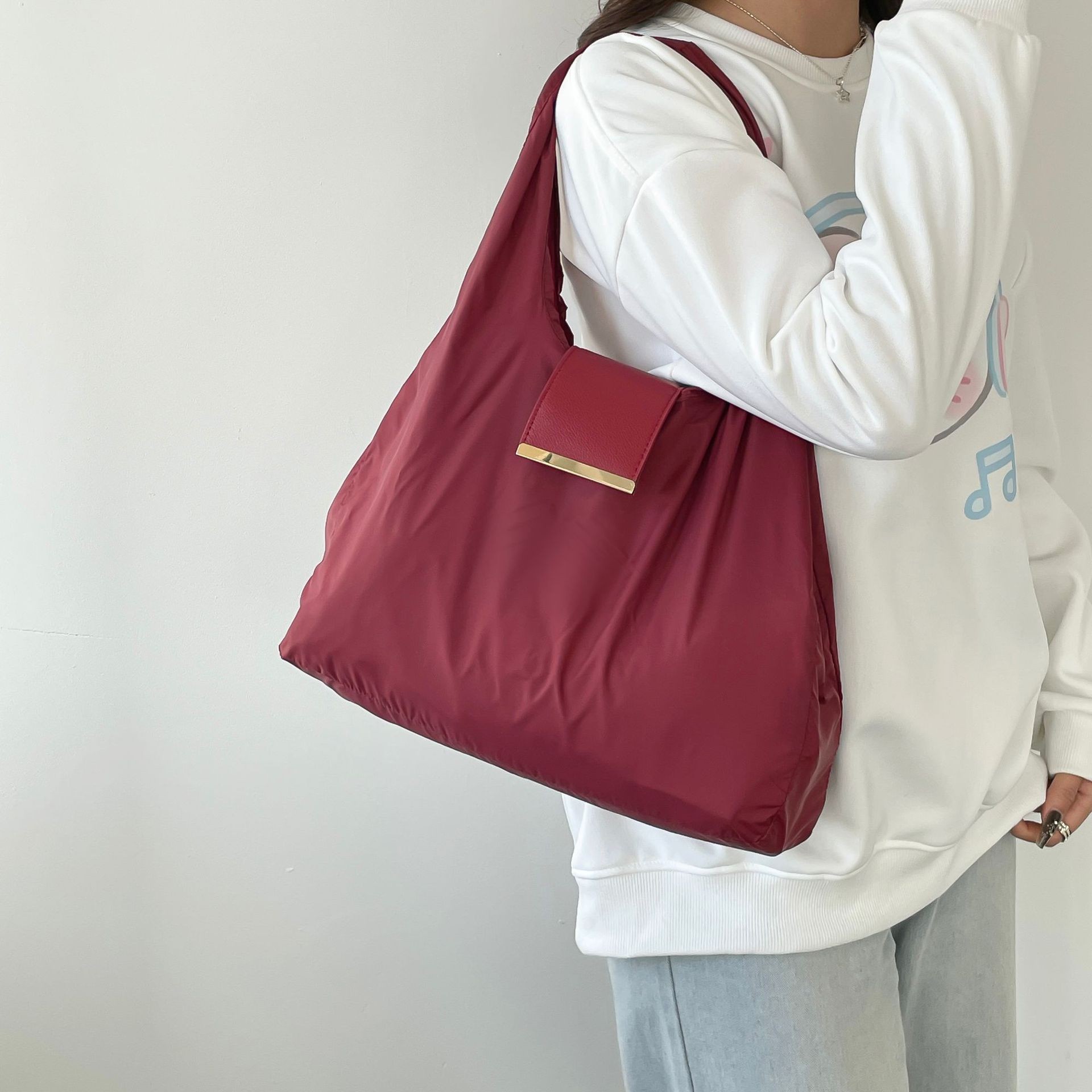 Foldable Reusable Tote Bag with Keychain Pouch