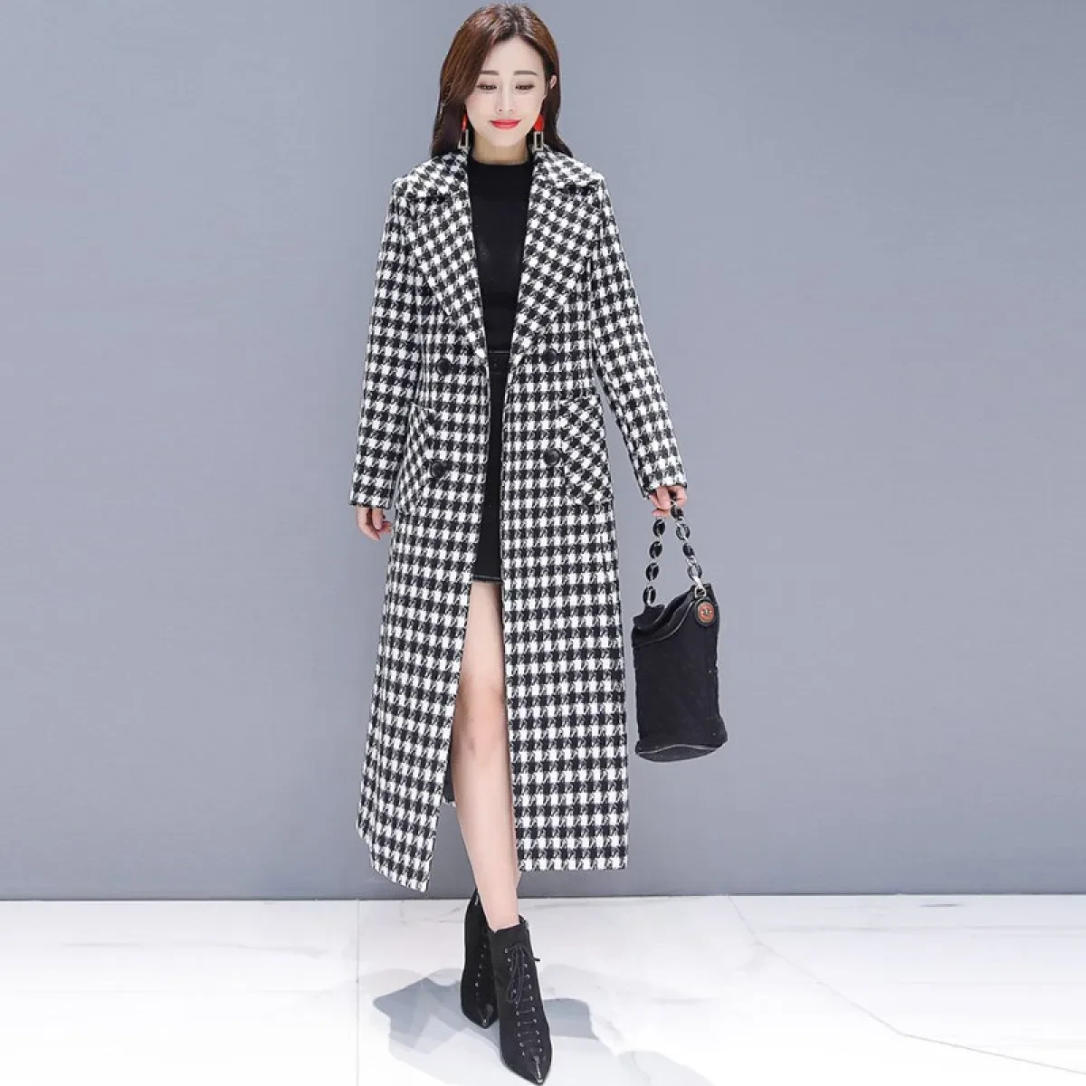 Black and White Check Coat