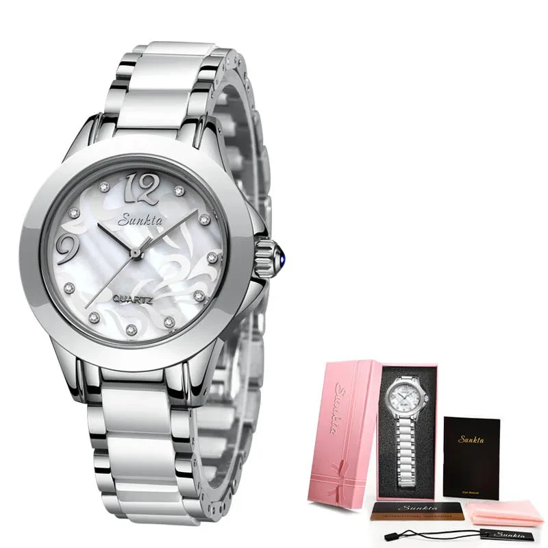 Sunkta Ceramic Ladies Watches Exquisite High-end Watches
