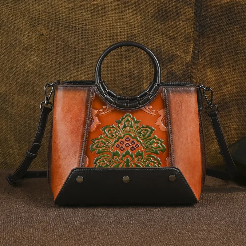 Womens Embossed Vintage Distressed Crossbody Bag