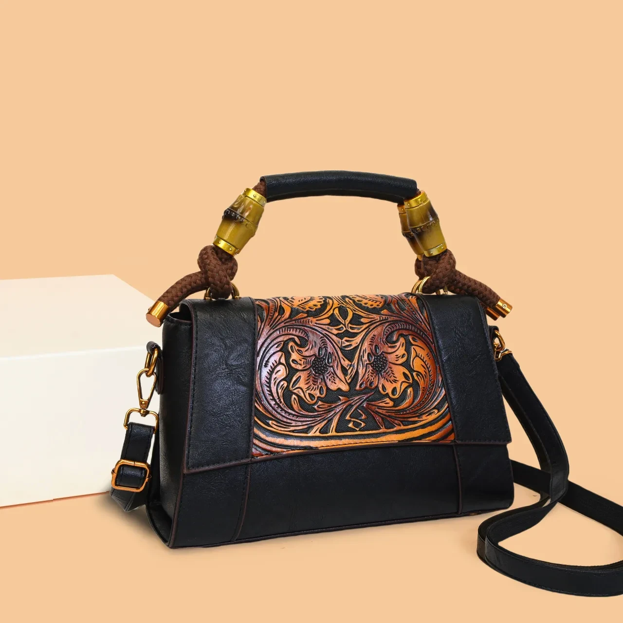 Retro Artistic Bamboo-Section Ethnic-Style Hand Bag