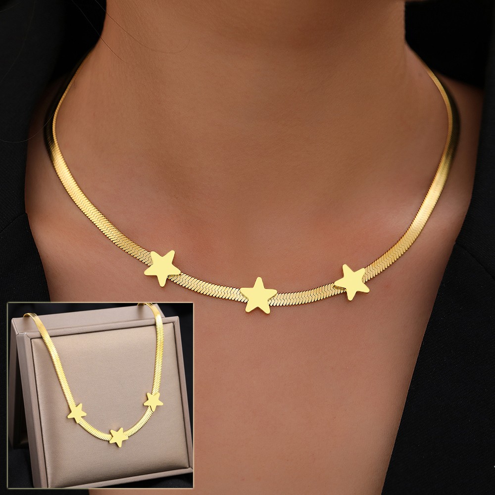 Stainless Steel Necklaces Gothic Blade Snake Chains Stars Choker Statement Light Luxury Temperament Necklace For Women Jewelry