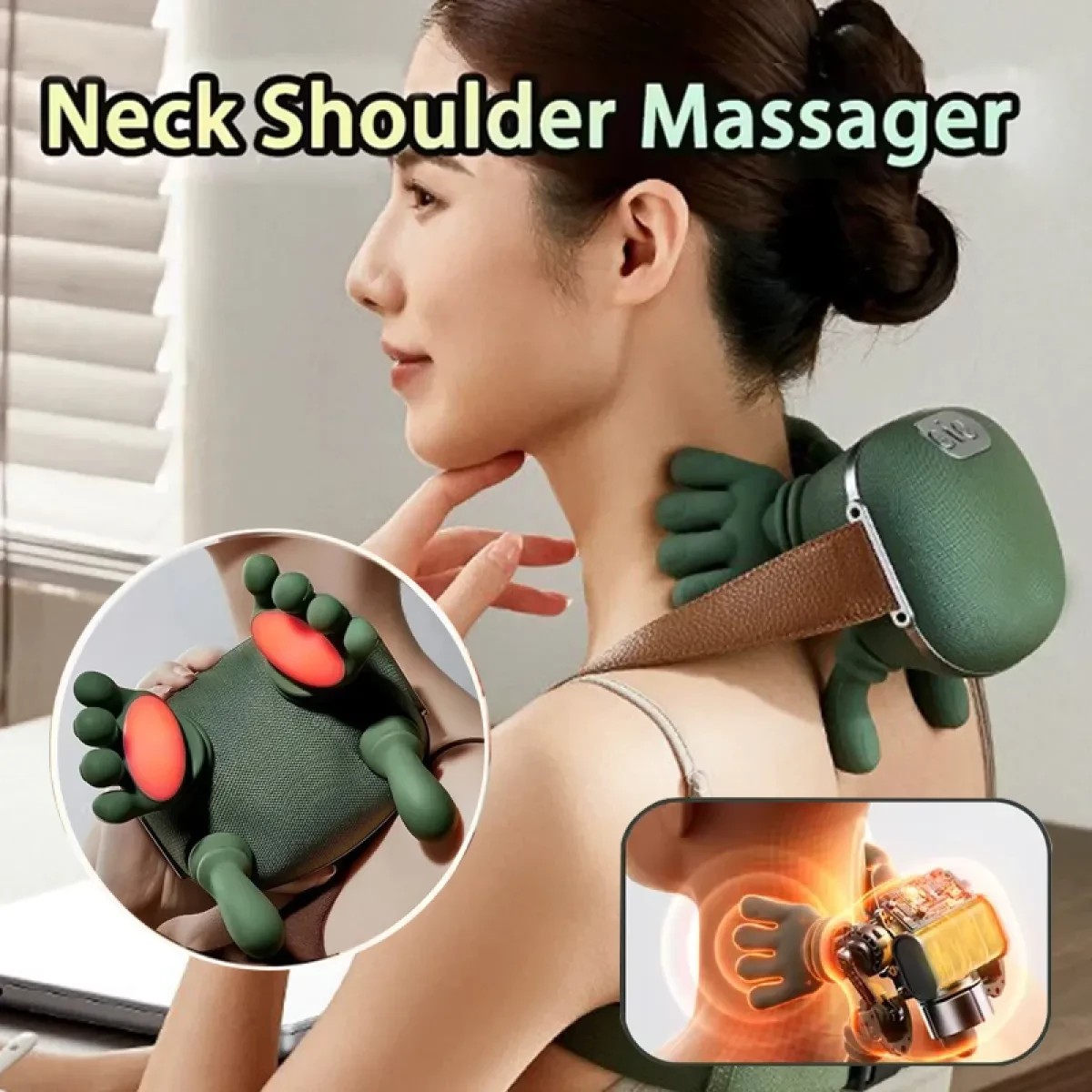 Bionic 4D Neck & Shoulder Massager with Heat – Wireless Rechargeable Deep Tissue Pain Relief