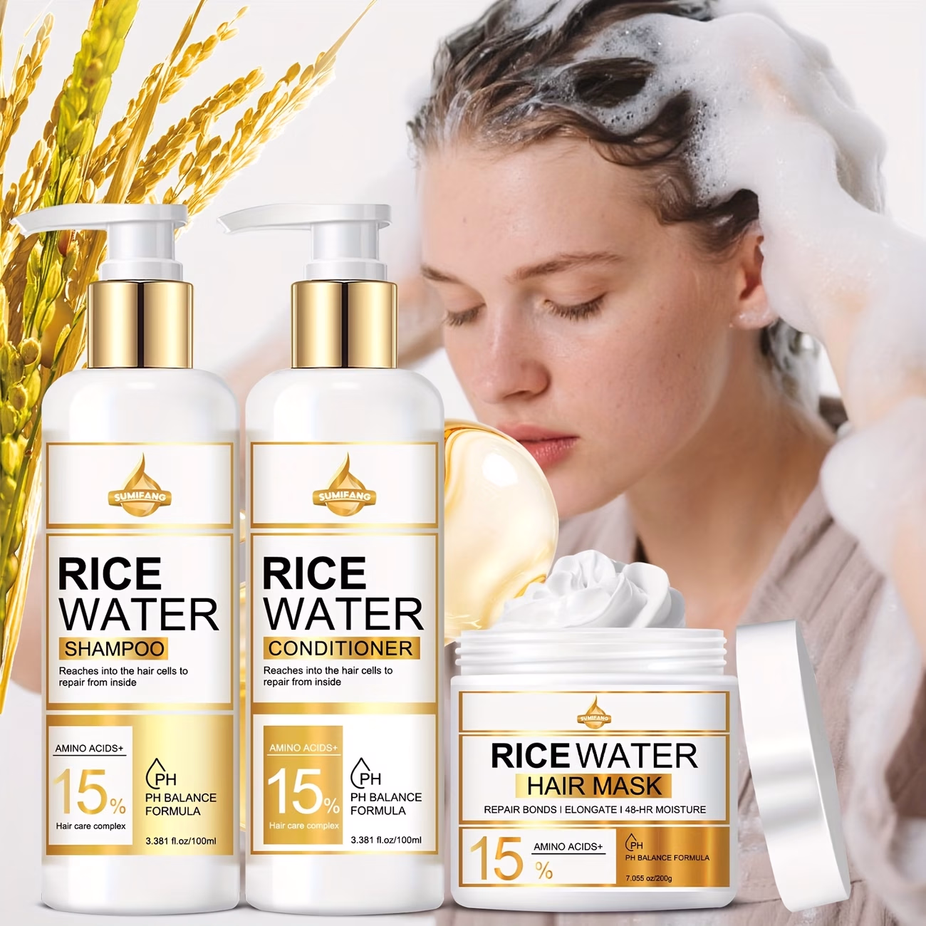SUMIFANG 3-In-1 Rice Shampoo Conditioner Mask