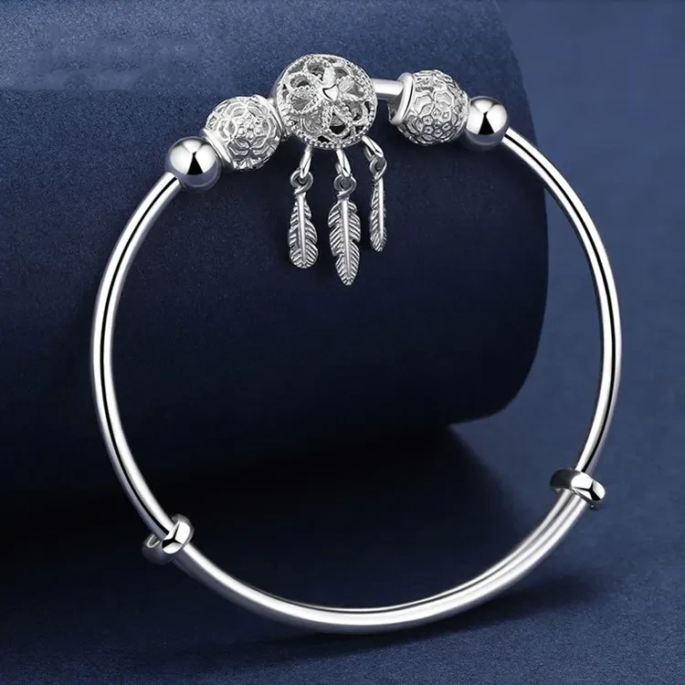 Vintage Transfer Pearl Adjustable Dreamcatcher Charm Bracelet