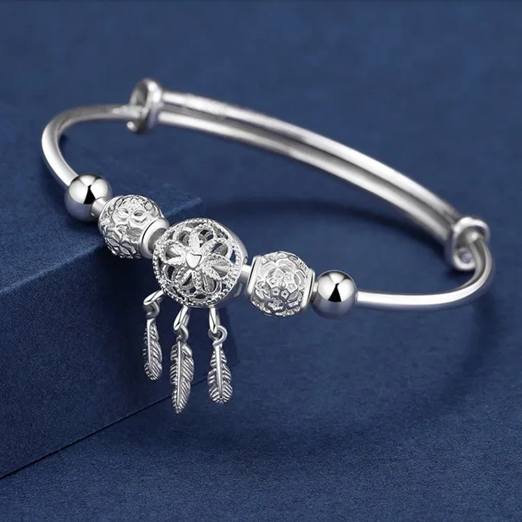 Vintage Transfer Pearl Adjustable Dreamcatcher Charm Bracelet