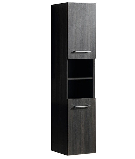 Vogue Fremont Bathroom Wall Side Cabinet 1600mm x 350mm Black Woodgrain