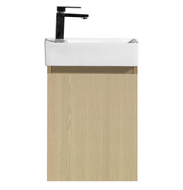 Brooklyn Wall Vanity with Stone Resin Top Natural Oak - 400mm