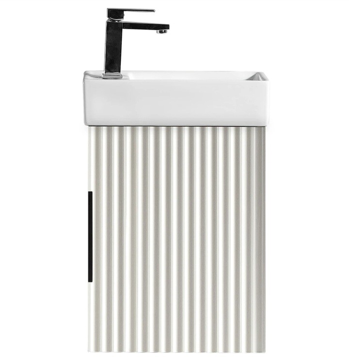 Brooklyn Fluted Wall Vanity with Stone Resin Top 400mm - Moonlight White