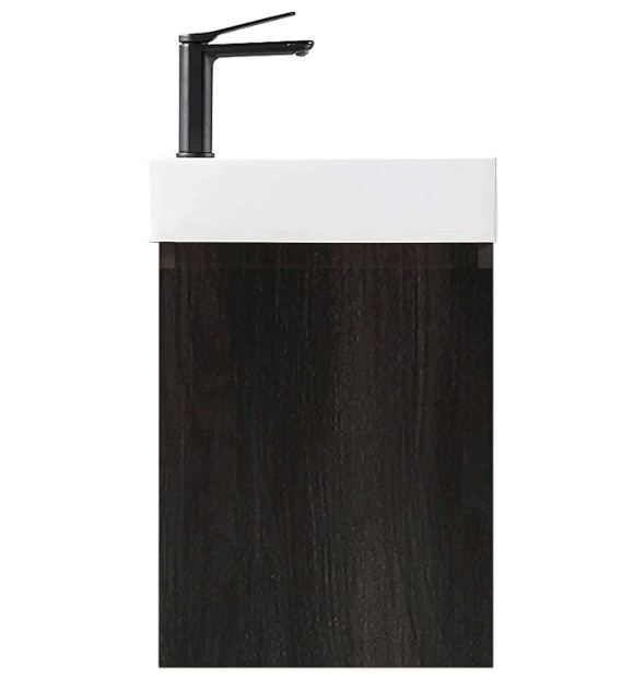 Brooklyn Wall Vanity with Stone Resin Top Black Woodgrain - 400mm