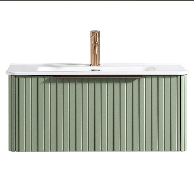 Dune II Wall Vanity with Ceramic Top 1000mm - Sage Green