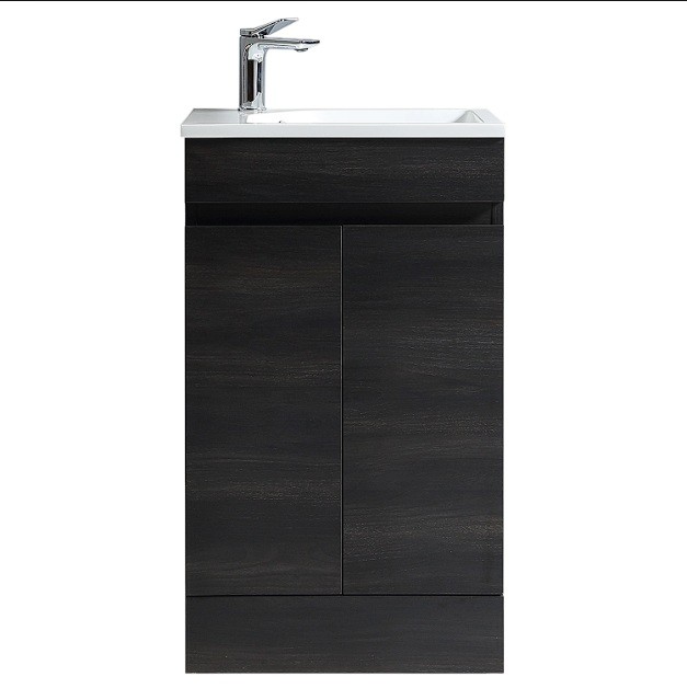 Vogue Maia Floor Vanity 500mm with Basin - Black Woodgrain