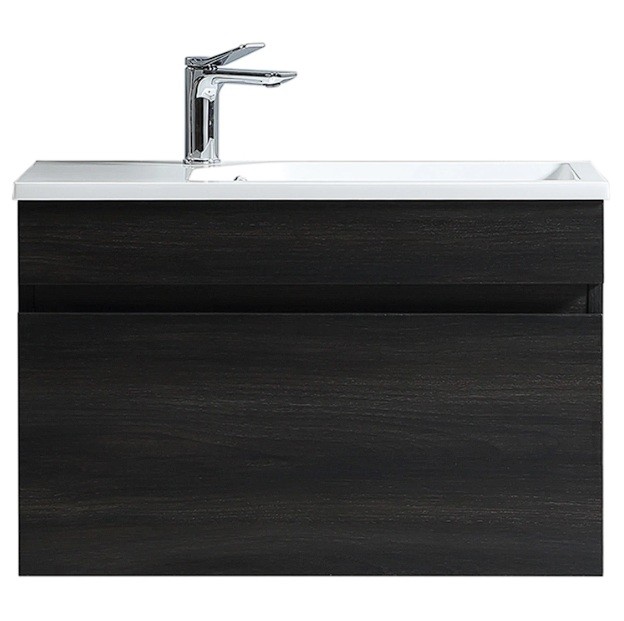 Vogue Maia Wall Vanity 700mm with Basin - Black Woodgrain