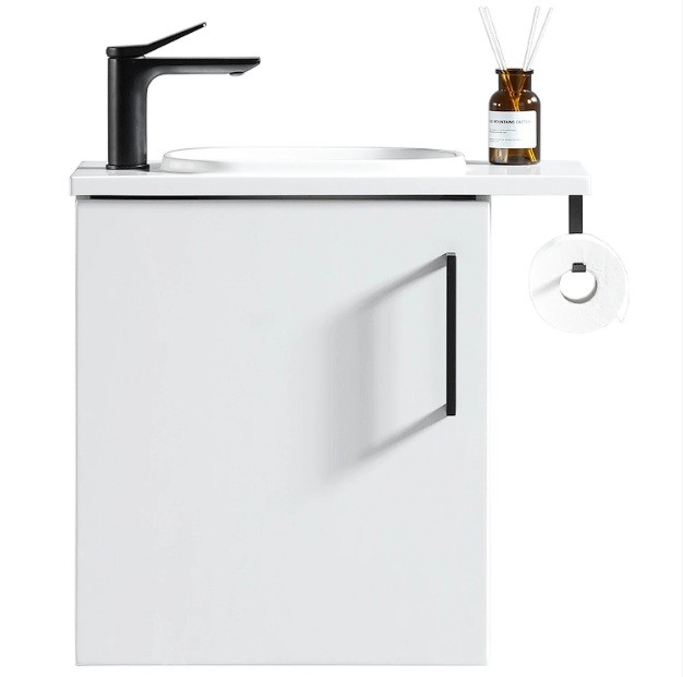 Vogue Noe White Wall Vanity With Top and Holder - 440mm
