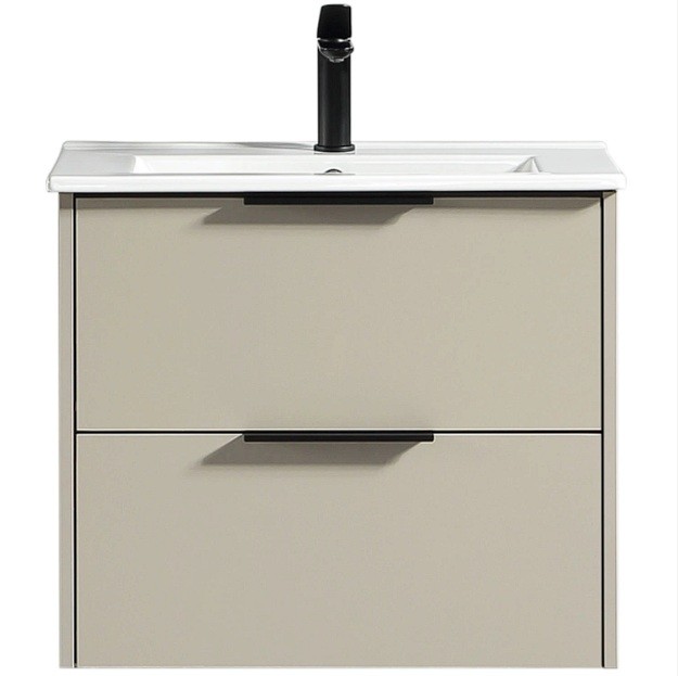 Nova Wall Vanity with Ceramic Top 600mm - Moonlight Grey