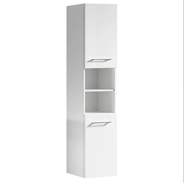 Vogue Fremont Bathroom Wall Side Cabinet 1600mm x 350mm White Lacquer