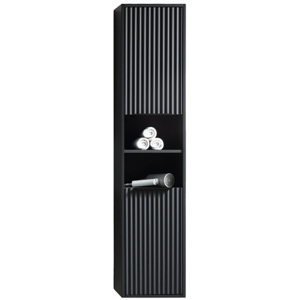 Fremont Wall Side Cabinet Fluted 1600mm - Matte Black