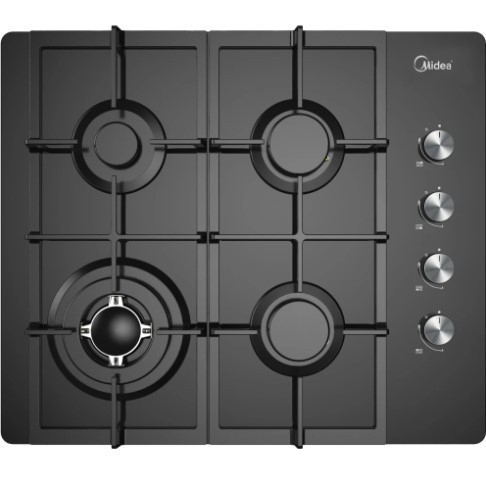 Midea Gas Cooktop 60cm Black Glass - Vertical Controls